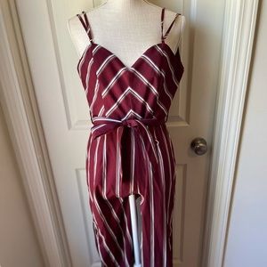 Wine striped jumpsuit